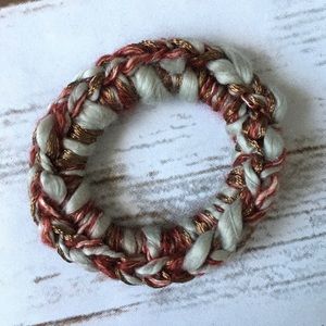 Textured, mixed yarn, hand made scrunchie.